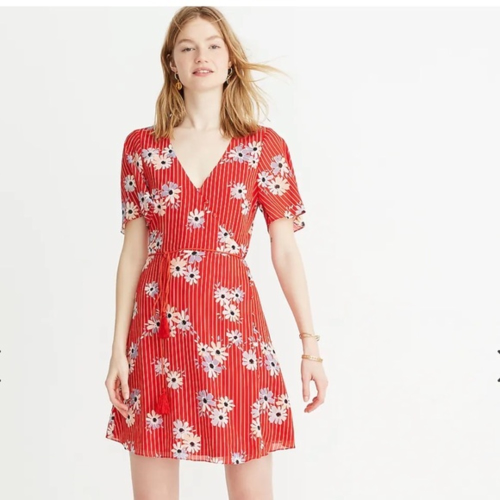 Madewell Button-Wrap Dress in Daisy Society, Size 16